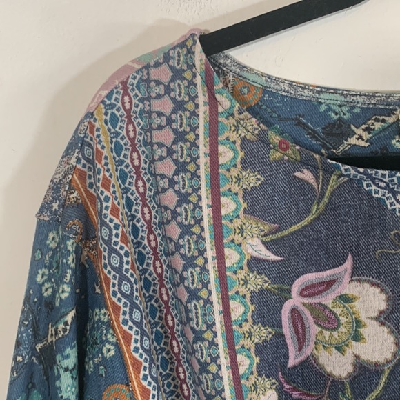 One World Live and Let Live Boho Floral Women’s Size S Knotted Front Hi Low Top - Picture 8 of 15